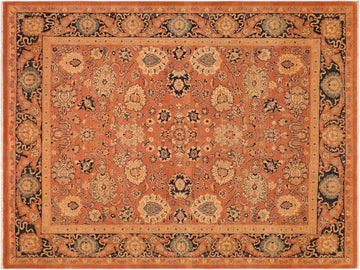 handmade Transitional Antique Rust Blue Hand Knotted RECTANGLE 100% WOOL area rug 8x9
